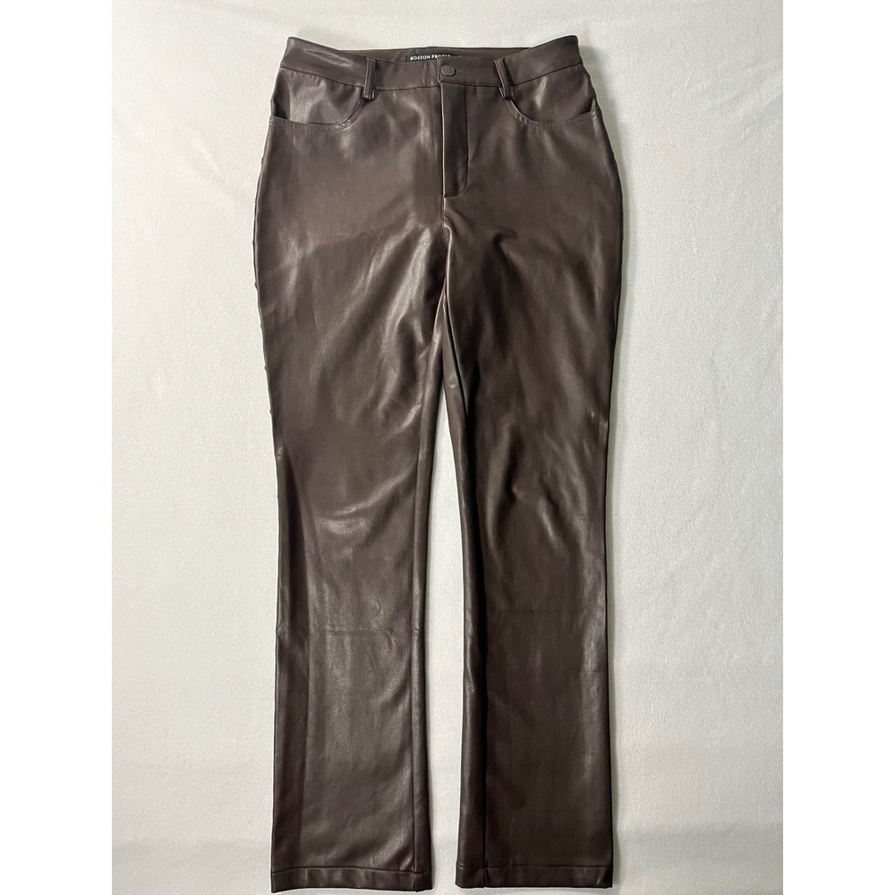Boston Proper Brown Faux Leather Studded Side Pants Western Boho Size 8 - Picture 2 of 8
